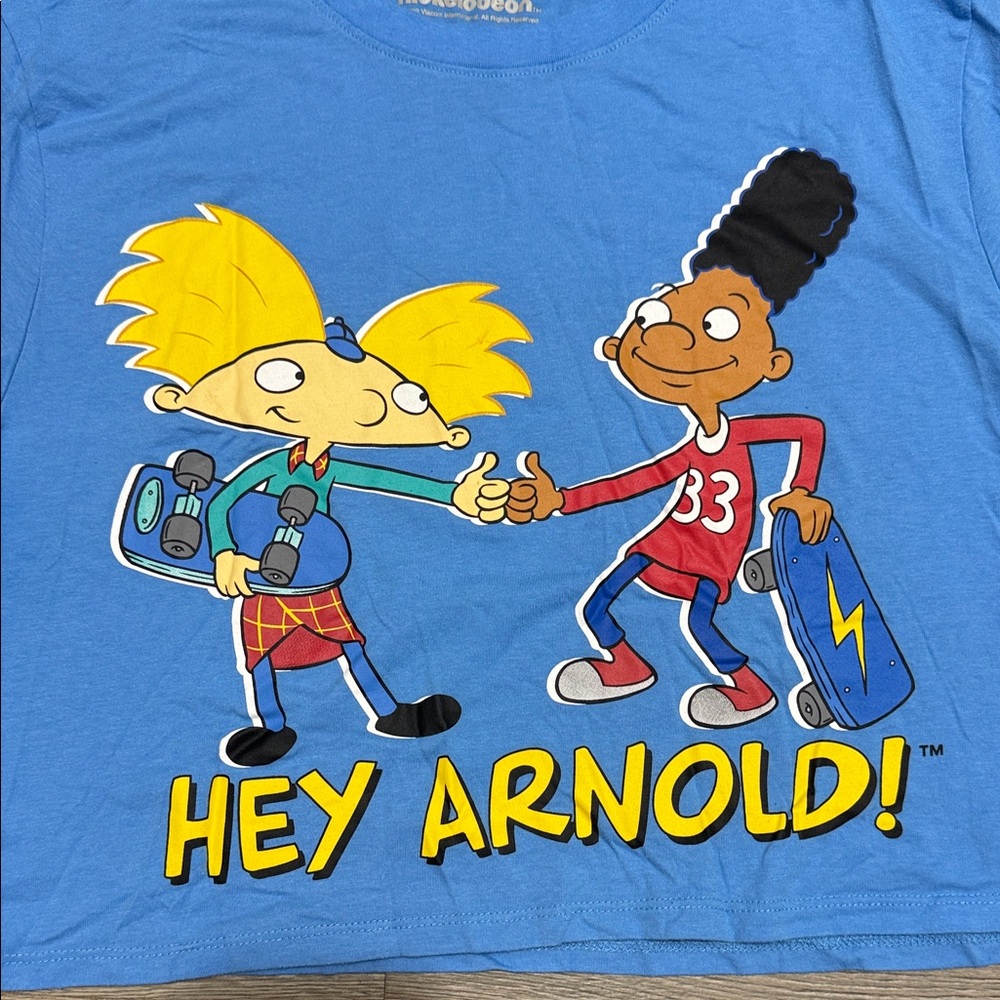 Nickelodeon Blue Hey Arnold Graphic Tee with Yellow Lettering - Picture 2 of 4